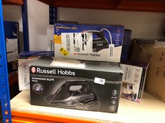 QUANTITY OF ITEMS TO INCLUDE RUSSELL HOBBS POWER STEAM ULTRA IRON, CERAMIC NON-STICK SOLEPLATE, 210G STEAM SHOT, 70G CONTINUOUS STEAM, 350ML WATER TANK, SELF-CLEAN, ANTI-CALC & ANTI-DRIP FUNCTION, 3M