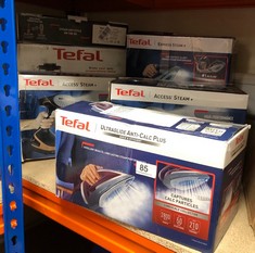 QUANTITY OF ITEMS TO INCLUDE TEFAL STEAM IRON, ULTRAGLIDE ANTI-SCALE PLUS, GREY & PURPLE, FV5872: LOCATION - A RACK