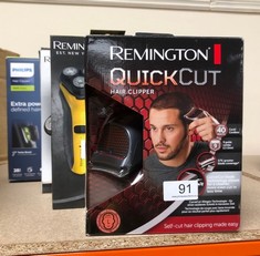 QUANTITY OF ITEMS TO INCLUDE REMINGTON QUICK CUT HAIR CLIPPERS (CORDLESS, 40-MINUTE USAGE, QUICK CHARGE, CURVE CUT BLADE TECHNOLOGY, CLEANER MORE EVEN CUT, GRADING, TAPERING & TRIMMING, 9 GUIDE COMBS