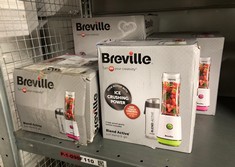 QUANTITY OF ITEMS TO INCLUDE BREVILLE BLEND ACTIVE PERSONAL BLENDER & SMOOTHIE MAKER | 350W | 2 PORTABLE BLEND ACTIVE BOTTLES (600ML) | LEAK PROOF LIDS | WHITE & GREEN [VBL246]: LOCATION - B