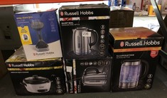 QUANTITY OF KITCHEN & APPLIANCES ITEMS TO INCLUDE RUSSELL HOBBS BRUSHED STAINLESS STEEL ELECTRIC 1.7L CORDLESS KETTLE (QUIET & FAST BOIL 3KW, REMOVABLE WASHABLE ANTI-SCALE FILTER, PUSH BUTTON LID, PE