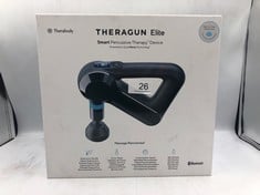 THERAGUN ELITE - HANDHELD ELECTRIC MASSAGE GUN - BLUETOOTH ENABLED PERCUSSION THERAPY DEVICE FOR ATHLETES - POWERFUL DEEP TISSUE MUSCLE MASSAGER WITH QUIET FORCE TECHNOLOGY - 4TH GENERATION - BLACK.: