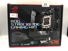 ASUS ROG STRIX X670E-I GAMING WIFI 6E SOCKET AM5 (LGA 1718) RYZEN 7000 MINI-ITX GAMING MOTHERBOARD (PCIE 5.0,DDR5,10+2 POWER STAGES,ROG STRIX HIVE, EZ MODE PBO BUTTON,2XM.2 SLOTS, 2XUSB 4® TYPE-C POR