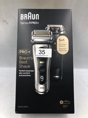 BRAUN SERIES 9 PRO ELECTRIC SHAVER WITH 4+1 HEAD, ELECTRIC RAZOR FOR MEN WITH PROLIFT TRIMMER, CHARGING STAND & TRAVEL CASE, SONIC TECHNOLOGY, UK 2 PIN PLUG, 9417S, SILVER, RATED WHICH? BEST ON TEST.