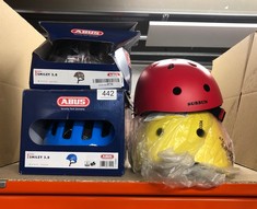 QUANTITY OF BIKE HELMETS  TO INCLUDE ABUS GAME CHANGER POLAR WHITE MEDIUM, ABUS KIDS SMILEY 3.0 55-55CM: LOCATION - C RACK