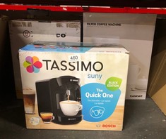 QUANTITY OF KITCHEN & APPLIANCES ITEMS TO INCLUDE TASSIMO BY BOSCH SUNY 'SPECIAL EDITION' TAS3102GB COFFEE MACHINE,1300 WATT, 0.8 LITRE - BLACK: LOCATION - C RACK