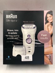 BRAUN SILK-ÉPIL 9 EPILATOR FOR WOMEN, FOR LONG-LASTING HAIR REMOVAL WITH 40 TWEEZERS, ELECTRIC SHAVER & TRIMMER, COOLING GLOVE, WET & DRY, 100% WATERPROOF, 9-710, WHITE.: LOCATION - A