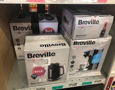 QUANTITY OF  ITEMS TO INCLUDE BREVILLE BOLD BLACK ELECTRIC KETTLE | 1.7L | 3KW FAST BOIL | BLACK & SILVER CHROME [VKT221]: LOCATION - E RACK