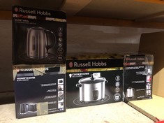 QUANTITY OF ITEMS TO INCLUDE RUSSELL HOBBS BRUSHED STAINLESS STEEL ELECTRIC 1.7L CORDLESS KETTLE (QUIET & FAST BOIL 3KW, REMOVABLE WASHABLE ANTI-SCALE FILTER, PUSH BUTTON LID, PERFECT POUR SPOUT) 204