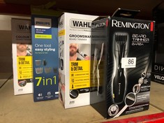 QUANTITY OF ITEMS TO INCLUDE REMINGTON BARBA BEARD TRIMMER (ADVANCED CERAMIC BLADES, POP-UP DETAIL TRIMMER, ADJUSTABLE ZOOM WHEEL, 9 LENGTH SETTINGS, COMB ATTACHMENT, CORD OR CORDLESS, 40-MINUTE RUNT