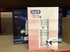 QUANTITY OF ITEMS TO INCLUDE ORAL-B PRO 3 ELECTRIC TOOTHBRUSHES ADULTS, MOTHERS DAY GIFTS FOR HER / HIM, 1 TOOTHBRUSH HEAD & TRAVEL CASE, 3 MODES WITH TEETH WHITENING, 2 PIN UK PLUG, PINK: LOCATION -