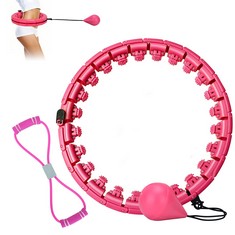 QUANTITY OF ASSORTED ITEMS TO INCLUDE PODAZZ WEIGHTED HULA HOOP, SMART HULA RING HOOP 24 KNOTS DETACHABLE RING ADJUSTABLE SIZE WITH 360 DEGREE AUTO-SPINNING BALL, NO FALL FOR GYMNASTICS, MASSAGE, ADU