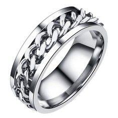 QUANTITY OF ASSORTED ITEMS TO INCLUDE HOLIBANNA STAINLESS STEEL FINGER RING BAND FIDGET RINGS COOL CHAIN SPINNER RING MAN ROTATING JEWELLERY FOR MEN WOMEN SPINNER RINGS FINGER JEWELRY: LOCATION - RAC