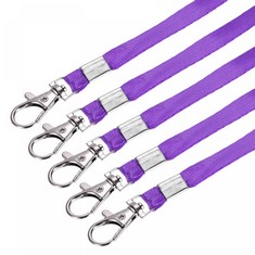 QUANTITY OF ASSORTED ITEMS TO INCLUDE SOURCING MAP FLAT LANYARDS, NECK STRAP LANYARD SWIVEL HOOK CLIP FOR ID NAME TAG BADGE HOLDER ACCESS CARD, PURPLE PACK OF 50: LOCATION - RACK D