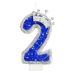 29 X BEKECIDI BIRTHDAY NUMBER CANDLES, BLUE NUMBER CANDLE CAKE TOPPER BUTTERFLY BIRTHDAY CANDLES WITH SEQUIN GLITTER ANNIVERSARY CELEBRATION SUPPLIES?NUMBER 2? - TOTAL RRP £104: LOCATION - RACK E