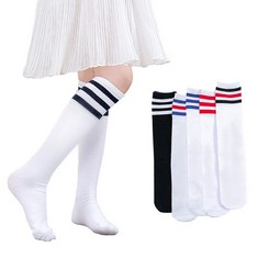 QUANTITY OF KIDS CLOTHES TO INCLUDE NAUTYSAURS 6 PAIRS KNEE HIGH SOCKS GIRLS COTTON PLAIN WHITE BLACK TRIPLE STRIPES TUBE SOCKS BOYS' FOOTBALL SOCKS KIDS AGED 3-15 (6 PCS STRIPED, L: LOCATION - RACK