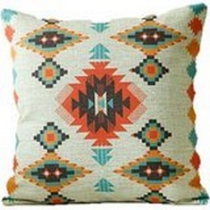 20 X NICHOLAS MAGSHOPONLINE C8834F COTTON LINEN COMFORTABLE PILLOWCASE NAVAJO TRIBAL 18 X 18 - TOTAL RRP £94: LOCATION - RACK F