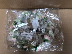 QUANTITY OF ASSORTED ITEMS TO INCLUDE BRIKUINR ROSE HALO FLOWER WREATH CROWN FLORAL HAIR GARLAND HEADPIECE WITH RIBBON BOHO FESTIVAL WEDDING PINK, ONE SIZE: LOCATION - RACK F