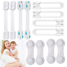 14 X CUPBOARD LOCKS FOR CHILDREN,12PCS CHILD LOCKS ADJUSTABLE BABY CUPBOARD SAFETY LOCKS FOR CABINETS DRAWERS FRIDGE TOILET DOOR: LOCATION - RACK F