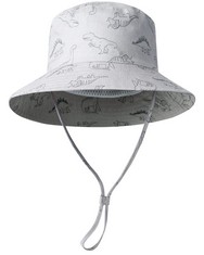 QUANTITY OF KIDS CLOTHES TO INCLUDE ADORABLE BABY BOYS SUN HAT ADJUSTABLE COTTON SUMMER BUCKET HAT GREY DINOSAUR 5-6 YEARS (MANUFACTURER SIZE 54): LOCATION - RACK F