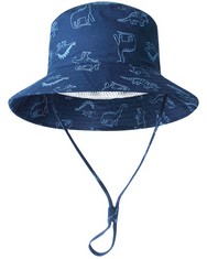 27 X ADOREL BABY BOYS SUN HAT ADJUSTABLE COTTON SUMMER BUCKET HAT ROYAL BLUE DINOSAUR 3-4 YEARS (MANUFACTURER SIZE 52) - TOTAL RRP £180: LOCATION - RACK G