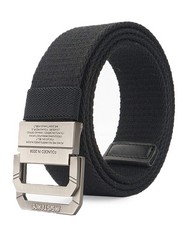 20 X LONGWU MEN'S MILITARY WEB CANVAS DOUBLE D-RING BUCKLE CASUAL TACTICAL BELT-BLACK-130CM - TOTAL RRP £166: LOCATION - RACK G