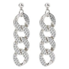 QUANTITY OF ASSORTED ITEMS TO INCLUDE HOLIBANNA 1 PAIR LINK CHAIN DROP EARRINGS LONG CHAIN STUDS EARRINGS RHINESTONE CUBAN LINK CHAINS HIP HOP COOL EAR JEWELRY FOR WOMEN GIRL SILVER: LOCATION - RACK