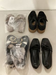 3X ASSORTED SHOES  INCL. NEW LOOK SANDALS IN BLACK SIZE 6