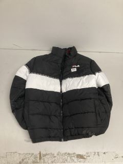 FILA ZIPPED PUFFER JACKET IN BLACK/WHITE - SIZE 13-16