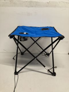 PRO ACTION 2 SEATER FOLDABLE CAMPING TABLE WITH DRINK HOLDERS IN BLUE