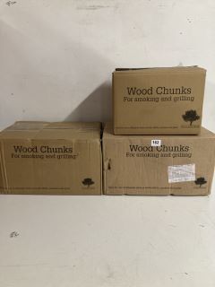 3 X BOXES OF WOOD CHUNKS FOR SMOKING & GRILLING