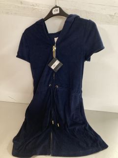 JOHN LEWIS & PARTNERS ZIP TOWELLING DRESS IN BLUE - SIZE M