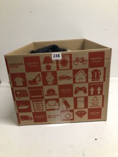 BOX OF ASSORTED CLOTHING IN VARIOUS SIZES AND DESIGNS