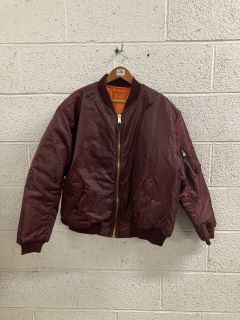 DESIGNER BOMBER JACKET IN BURGUNDY - SIZE