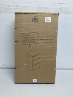 URBN LIVING 3 DRAWER BEDSIDE UNIT IN BLACK - SIZE 40X35X61.5CM