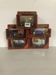 5 X ASSORTED VINTAGE COLLECTABLE METAL CARS TO INCLUDE MODELS OF YESTERYEAR GRAND PRIX 1912 BUGATTI