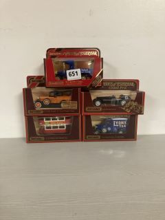 5 X ASSORTED VINTAGE COLLECTABLE MATCHBOX MODELS OF YEASTERYEAR TO INCLUDE LYONS TEA