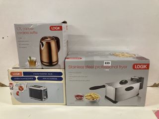 3X ASSORTED ITEMS INCL. LOGIK STAINLESS STEEL 3L DEEP FRYER