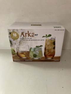 ARKA 16-PIECE GLASS DRINK SET