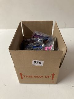 BOX OF ASSORTED ADULT SEX TOYS TO INCLUDE BULLET VIBRATOR MASSAGER (18+ ID REQUIRED)