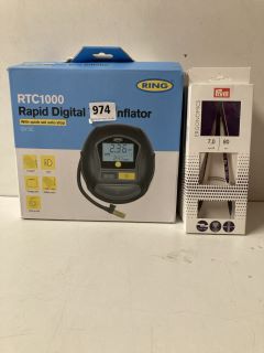 QTY OF ASSORTED ITEMS TO INCLUDE RING RTC1000 RAPID DIGITAL TYRE INFLATOR