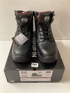 PAIR OF V12 FOOTWEAR SAFETY BOOTS IN BLACK - SIZE UK 11