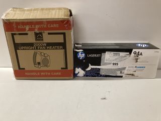 2 X ASSORTED ITEMS TO INCLUDE HP LASERJET 94A INK CARTRIDGE