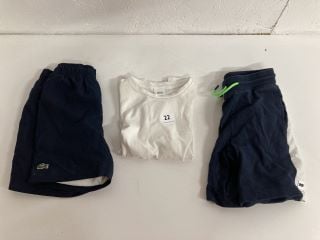 ASSORTED KIDS DESIGNER CLOTHING INC LACOSTE SHORTS & BOSS SHIRT