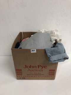 BOX OF ASSORTED CLOTHING INC JEANS, SHIRTS