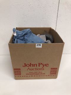 BOX OF ASSORTED CLOTHES INC SHIRTS, VESTS