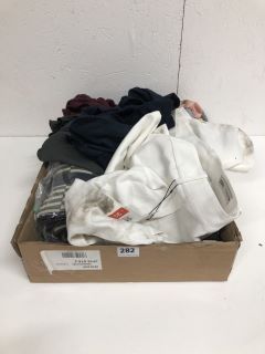 BOX OF ASSORTED CLOTHES INC JEANS, SHIRTS