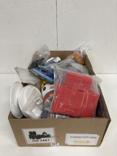 BOX OF ASSORTED ITEMS INC BOW SAW (18+ ID REQUIRED)