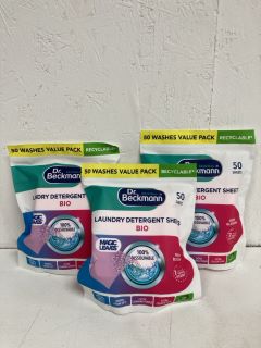 3 X DR. BECKMANN LAUNDRY DETERGENT SHEETS BIO