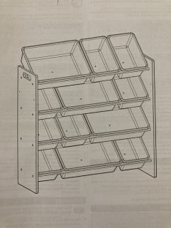 KIDS TOY STORAGE ORGANIZER WITH 12 PLASTIC BINS